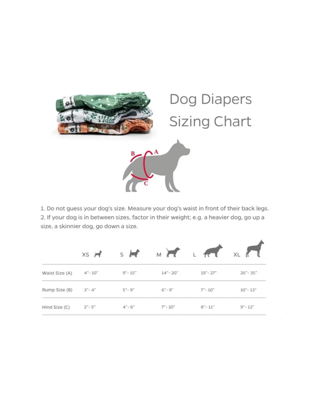 3-pack of Pet Parents Washable Dog Diapers, incl set of extenders Size Small NEW